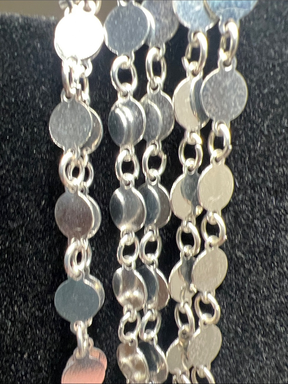Sparkling Multi-Strand Silver Tone Disc Statement Necklace - Vintage - Picture 3 of 16